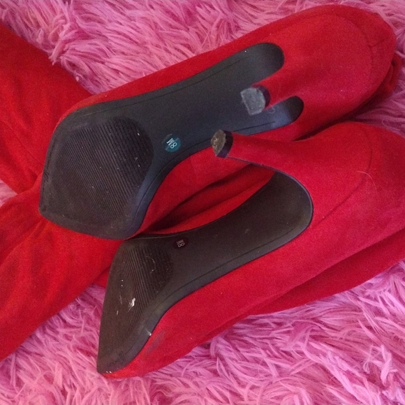 Inc Red Sock Over The Knee Boots - Picture 7 of 9